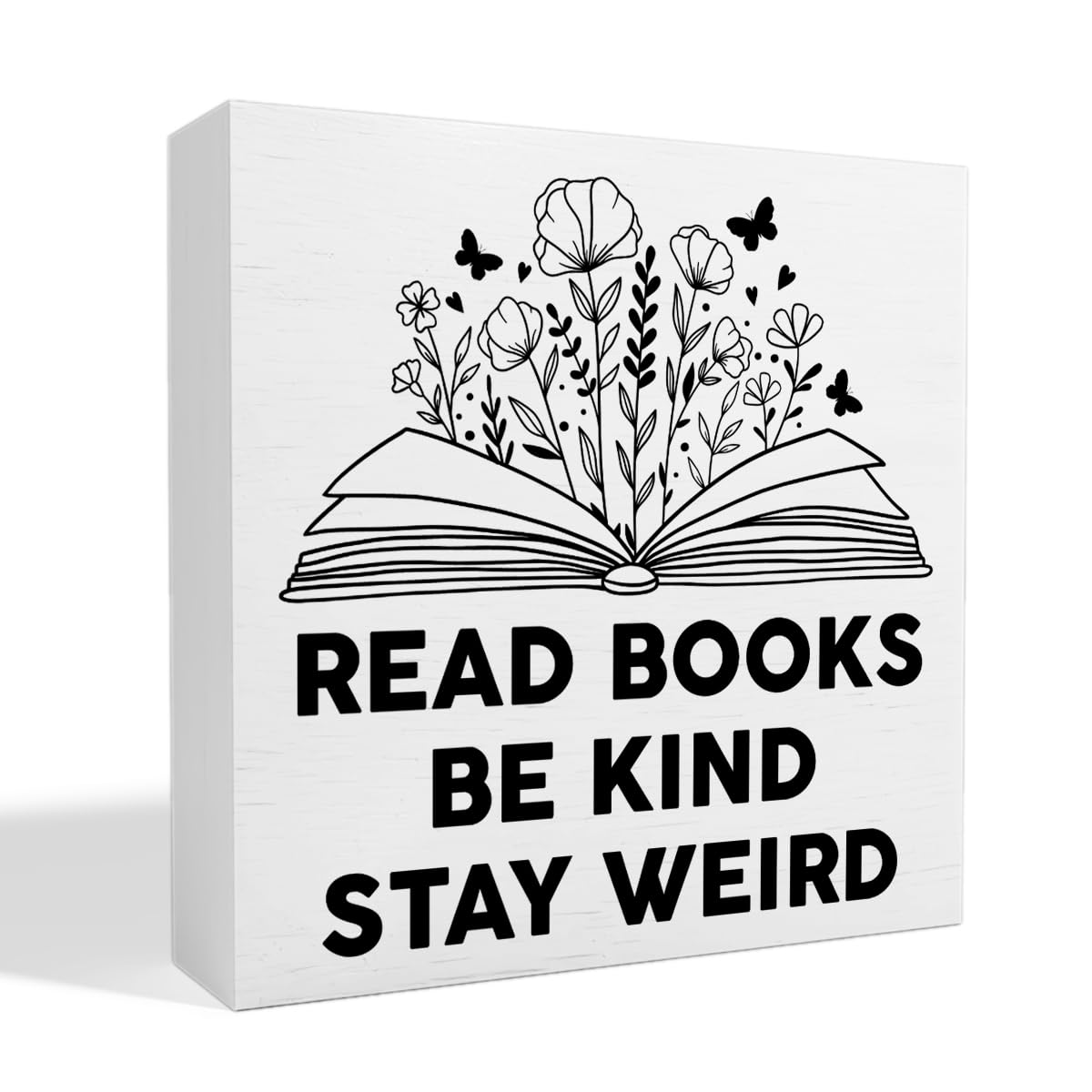 Book Lover Decor Wooden Box Sign, Bookworm Nerd Bookish Librarian Desk Decoration Home Bedroom Office Bookshelf Decor, Reader Book Lover Gifts for Men Women Teens Girls Boys, Read Books Be Kind