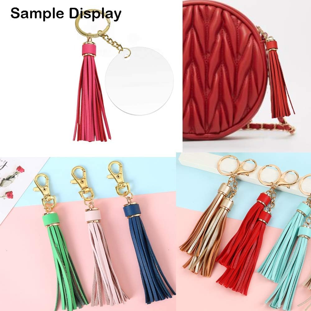 5.9'' 8pcs PU Leather Tassel With Lobster Swivel, Keychain For Handbag Phone Car Key Jewelry DIY GD189 - Image 5