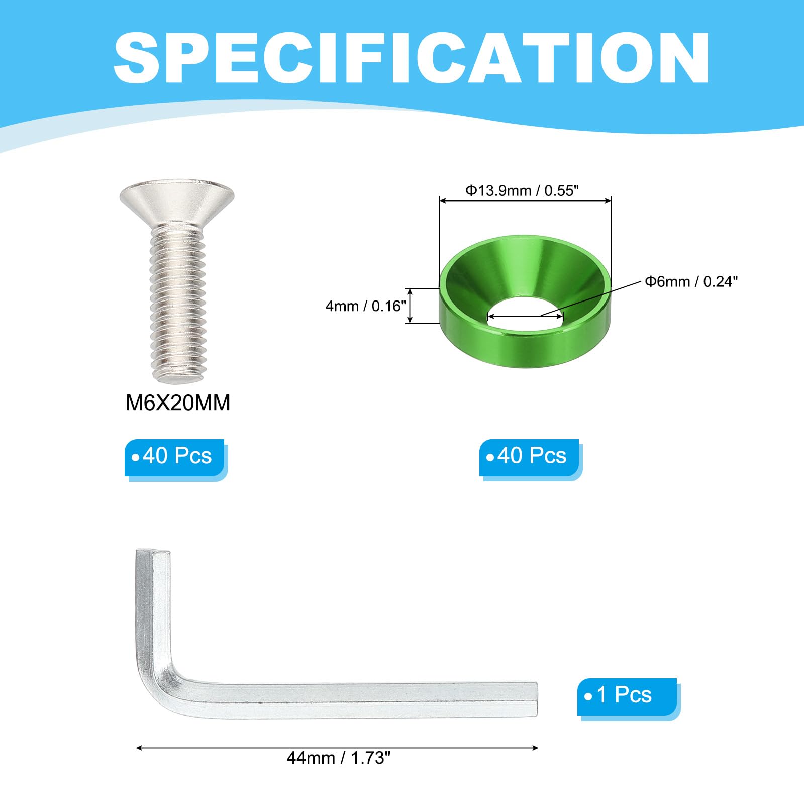 PATIKIL M6 Finish Countersunk Washer Kit - Image 2