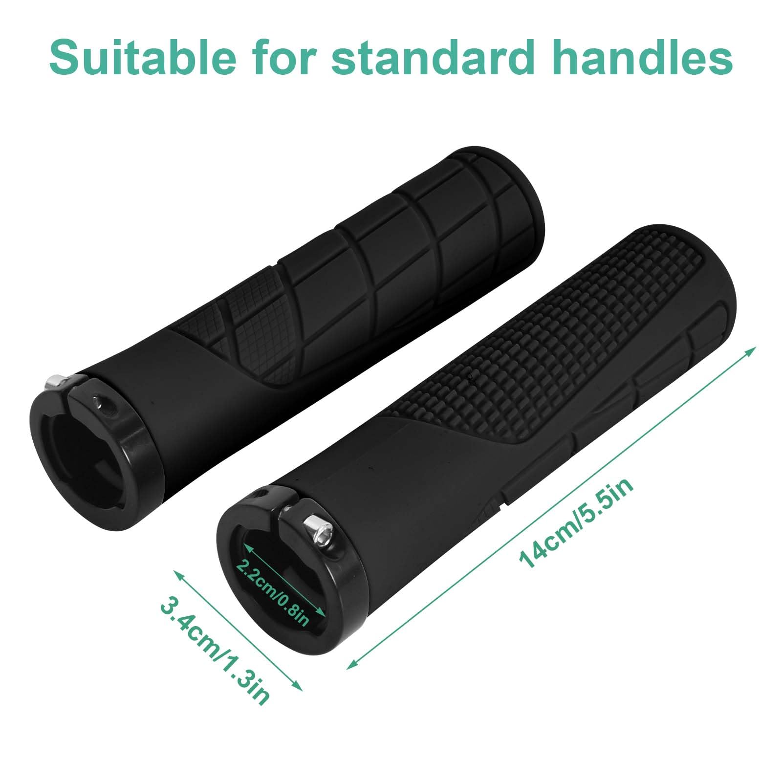 Soft Rubber MTB Handlebar Grips - Non-Slip, Ergonomic Cycling Grips for 22mm, Double Lock-On Design (Black) - Image 2