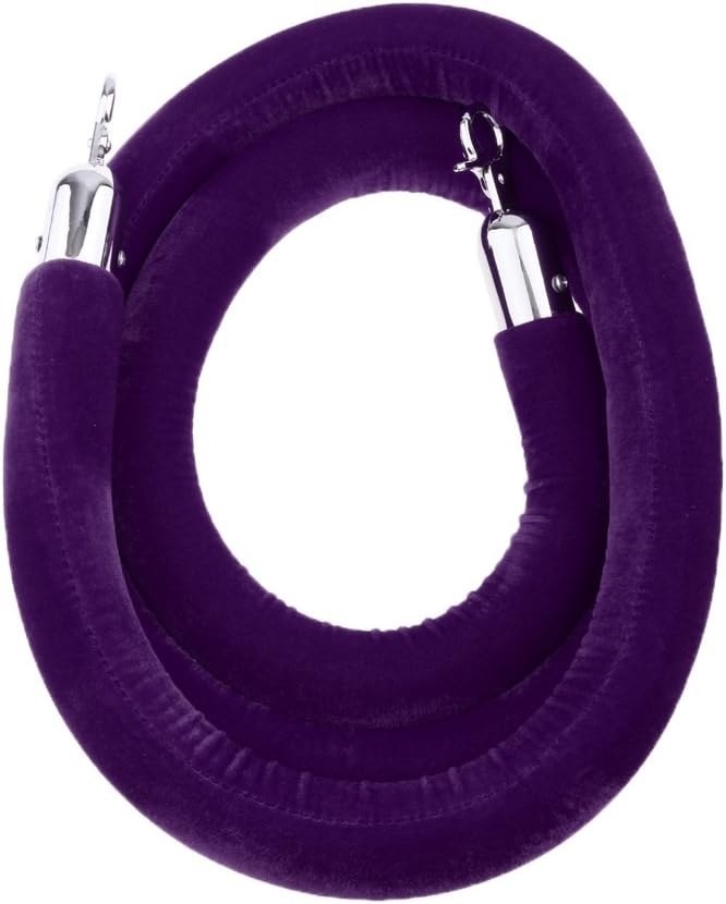 Premium Quality Velvet Rope 2m for Crowd Control | Stainless Steel Chrome Clip | Fits for Museums, Theaters, Red Carpet Events | Black - 3Meters Purple