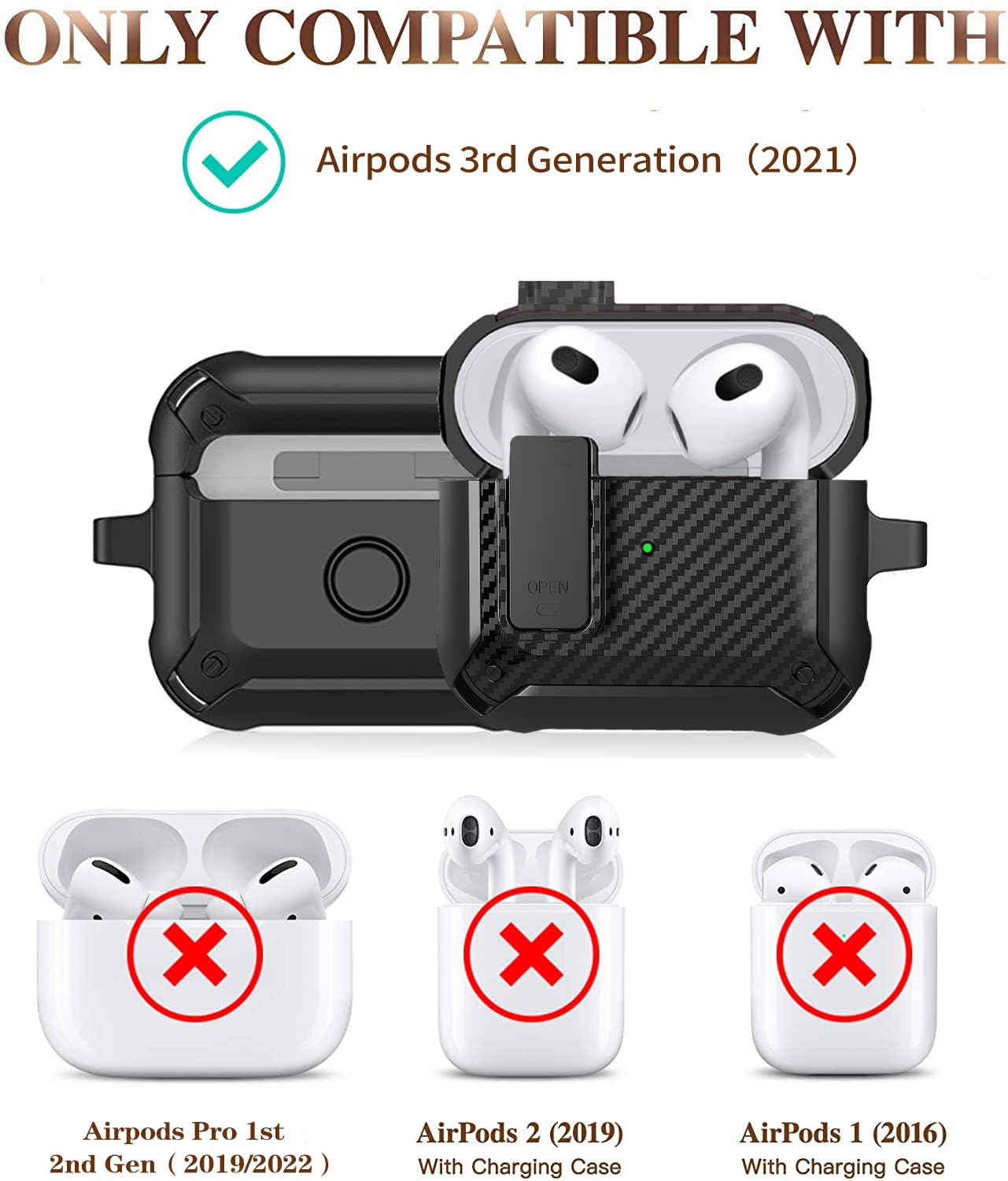 POLINK AirPods 3  ケース シリコンケース 2021 Apple Amazon.com: Olytop for Airpods 3rd Gen Case with Lock 2021, Rugged