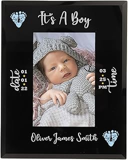 Baby Boy Frame Personalised Baby Photo Frame With Birth deails New Baby Photo Frame in 6x4 and 7x5 New Baby Gift Baby Footprints