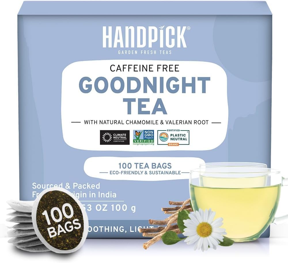 HANDPICK, Good Night Tea Bags (100 Herbal Tea Bags) Caffeine Free