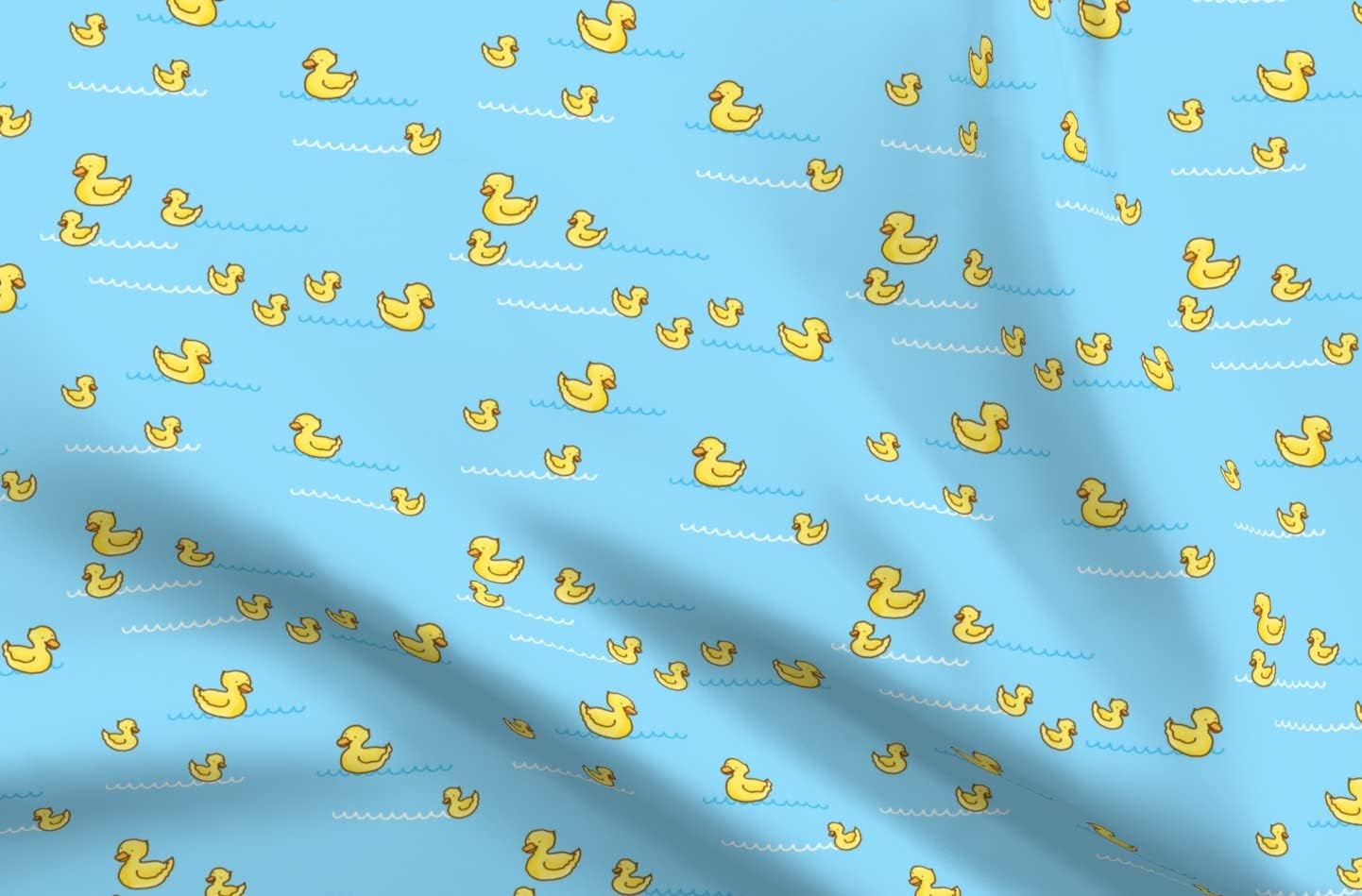 Spoonflower Fabric - Duck Pond Bird Animal Yellow Cute Small Blue Gender Neutral Nursery Printed on Minky Fabric by The Yard - Sewing Baby Blankets Quilt Backing Plush