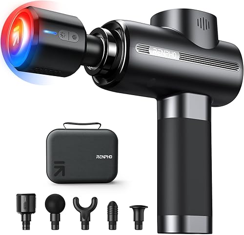 Miniatura 1 de RENPHO Pistola de masaje con cabeza de calor y frío, pistola de masaje muscular de tejido profundo para atletas, pistola de masaje de tejido