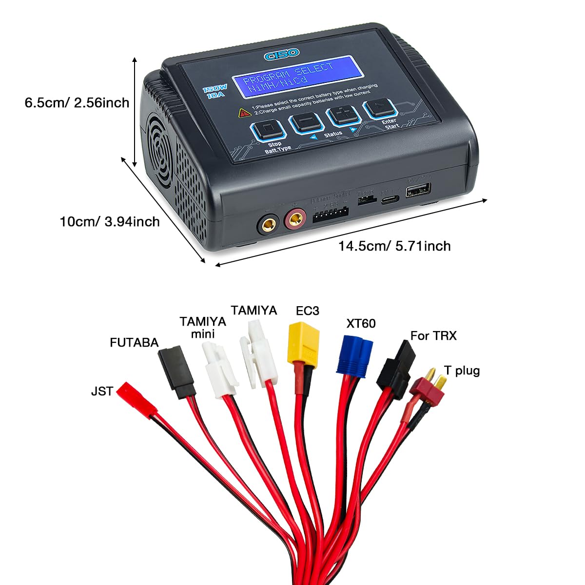 Chargeur Intelligent LiPo C150 150W 10A AC/DC – Pour Batteries NiMH, Li-ion, LiFe, PB, 1-6S, Avec Sac De Sécurité