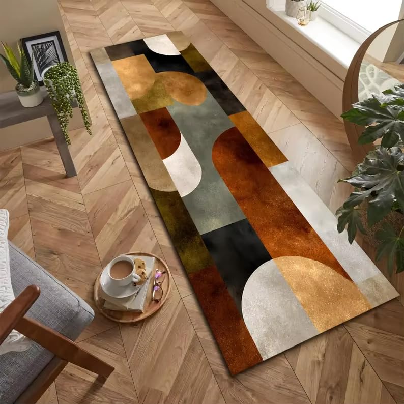 Tapis de couloir géométrique 120 x 210 cm moderne pour l'entrée