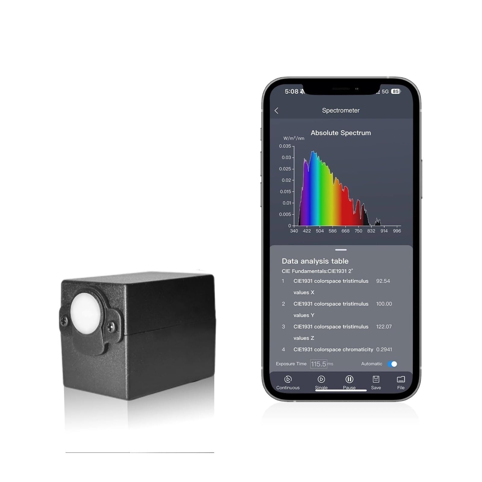 Medidor de iluminancia de color de luz azul P4 con conexión inalámbrica, equipo de análisis de espectro de 340-1020 nm pour la croissance des plantes