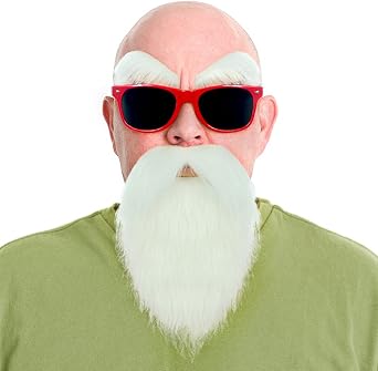 Party Chili Kame Sennin Master Roshi Costume White Beard Mustache With GlassesRed