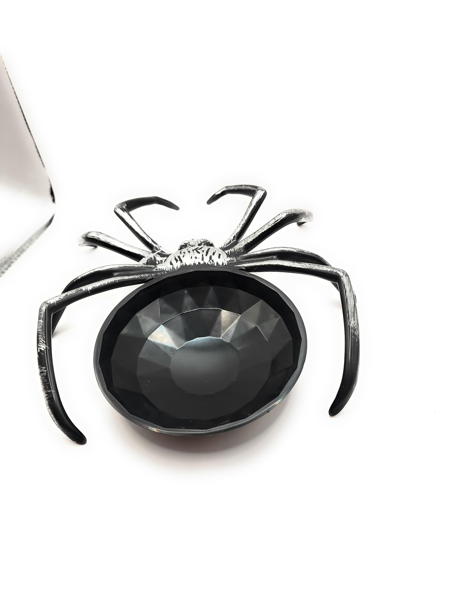 NB Black and Silver Plastic Spider Bowl Trick or Treating Candy Halloween