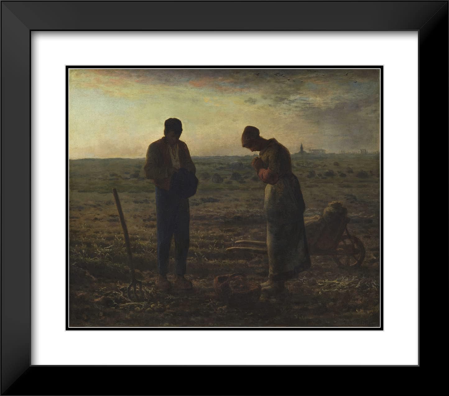 ArtDirect Millet, Jean-Francois 23x20 Black Modern Framed Art Print with Double Matting Titled: The Angelus
