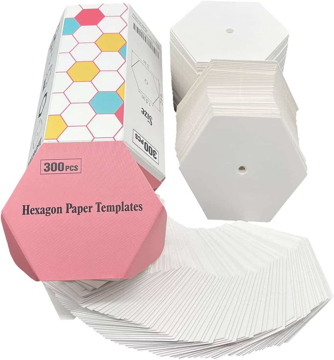 Yosine 300 pcs 1.5" Paper Piecing for Beginners DIY Patchwork Sewing Crafts, Quilting Templates for Sewing Supplies Quilting Accessories Crafting Tools,Hexagon Paper Piecing Template