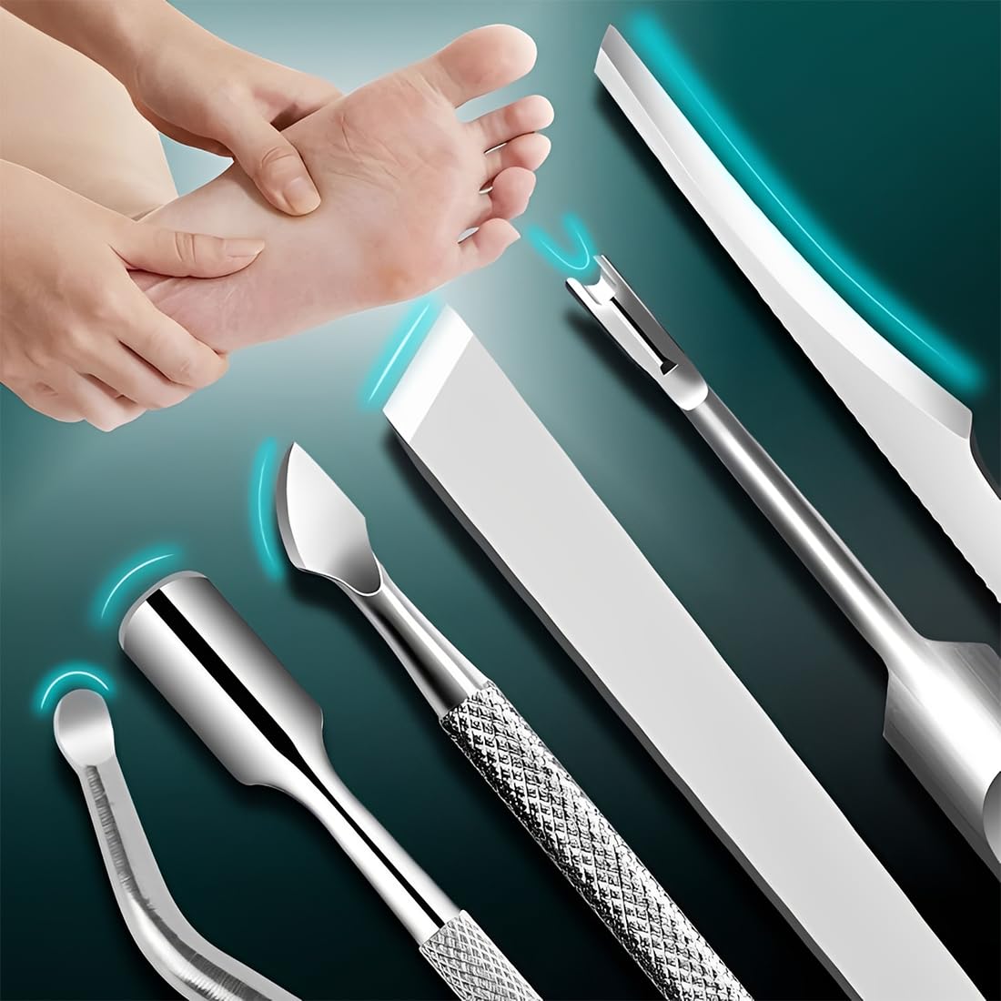 7 Pcs Unghie incarnite piedi, Ingrown Toenail File and Lifters Set, Stainless Steel Ingrown Toenail Removal Kit, Under Nail Cleaner Pedicure Tools