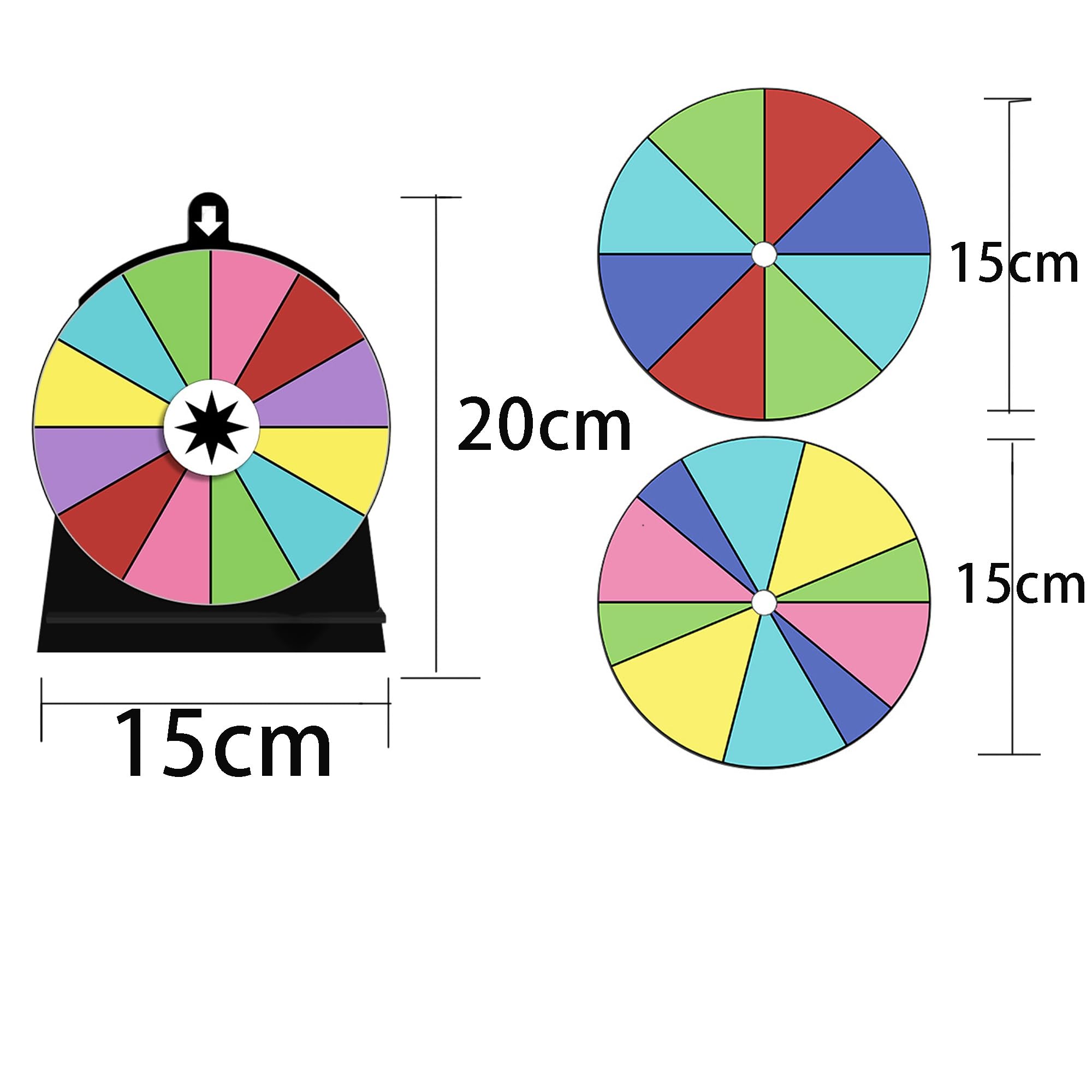 3pcs Ruota Girevole Premi, Ruota della Fortuna per Girare, Roulette Colorata Fortunata, con una penna cancellabile, Gioco Roulette Fortuna per Festa Carnevale Giocattoli