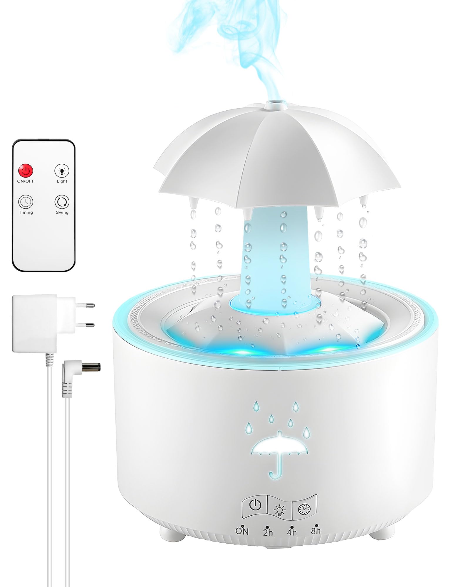 Luftbefeuchter Schlafzimmer 300ML, Aroma Diffuser Rotierender Regentropfen Humidifier Luft, 7-Farben LED Raumbefeuchter Duftöldiffusoren für Büro Schlafzimmer Auto Desktop