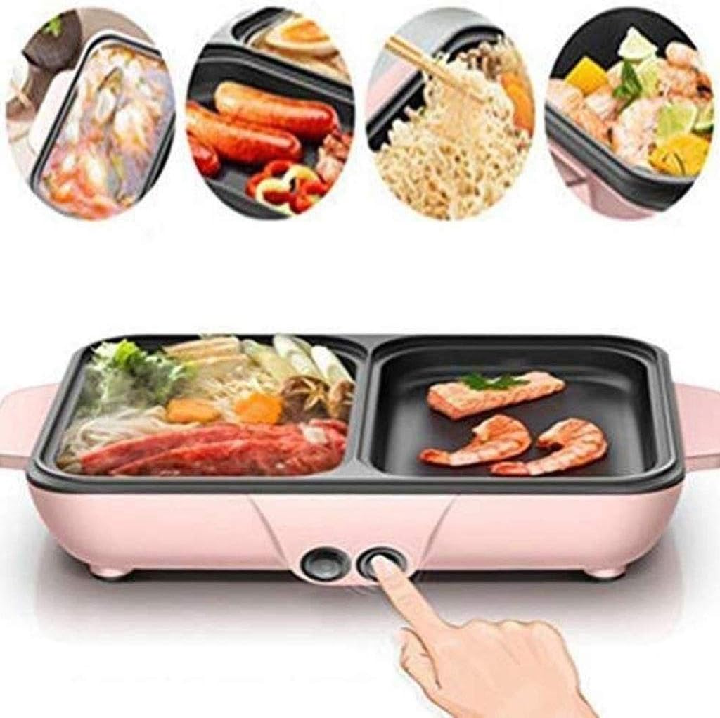 Pot Barbecue Machine，Electric Grill Indoor Hot, Teppanya 2-in-1 Non-stick Achine