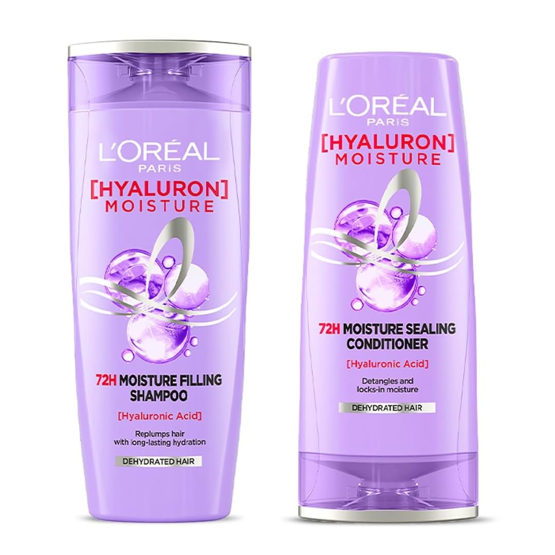 L'Oreal Paris Hyaluron Moisture 72H Moisture Filling Shampoo (180ml) + Hyaluron Moisture 72H Moisture Sealing Conditioner (180ml) (2 ITEM IN SET)