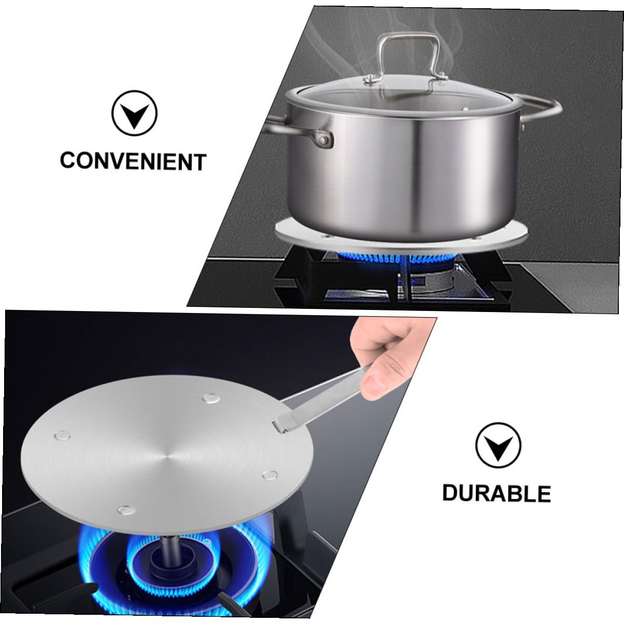 Artibetter Placa Difusora de Calor para Estufa de Gas, Adaptador de Inducción de Acero Inoxidable, Conveniente para Almacenar y Limpiar, Esencial de Cocina