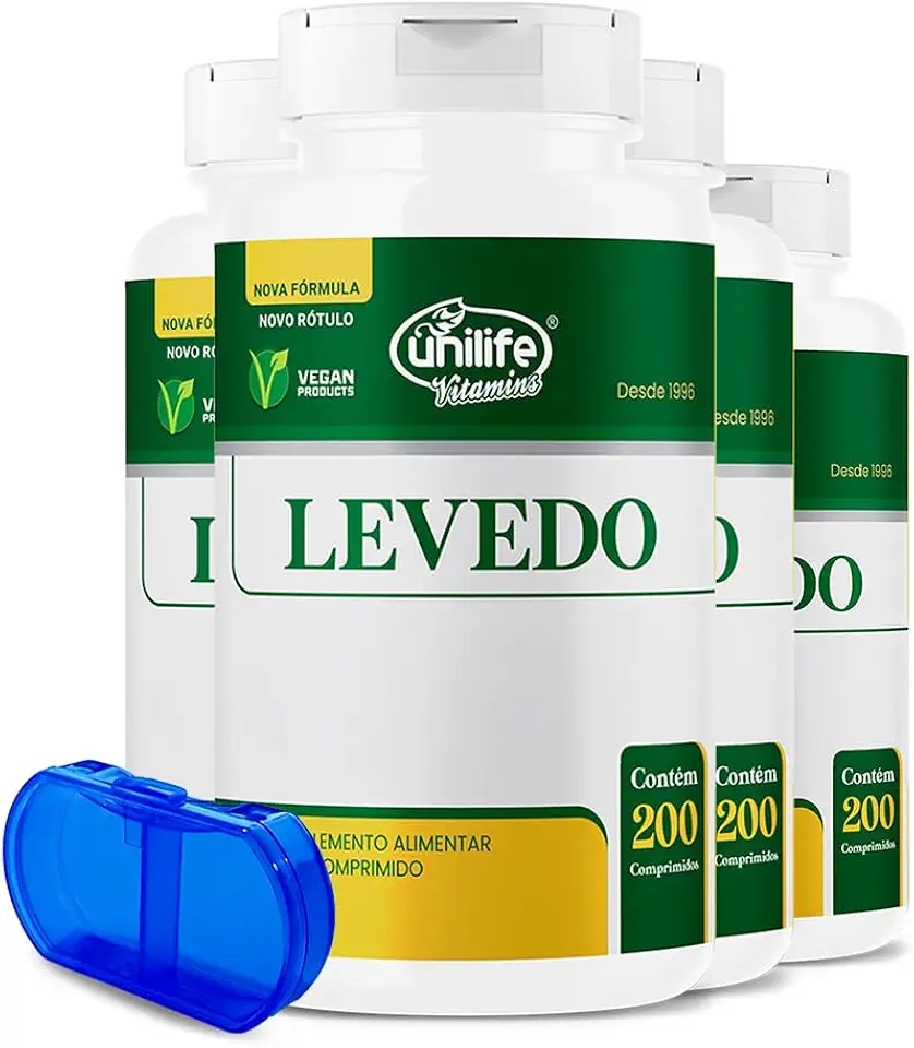 Levedo De Cerveja + Complexo B 450mg Unilife 200 Comps 4un + Porta Cápsulas