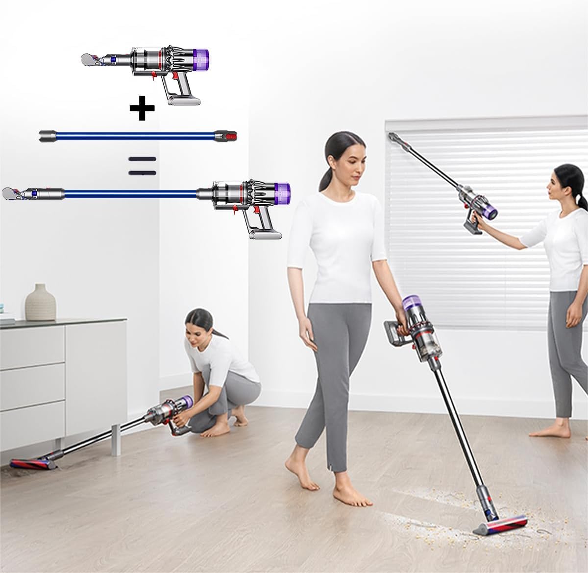 Tube Extension pour Dyson V12 Detect Slim / V10 Digital Slim, Tube Rallonge 74cm avec Connexion Rapide, Tige Rigide Aspirateur Accessoire Compatible Dyson Slim Série-Bleu