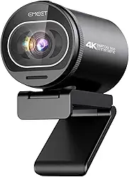 EMEET Webcam 4K, webcam S600 com, 2 microfones de redução de ruído, FOV ajustável de 40° a 73°, foco automático PDAF, capa de privacidade integrada, câmera de streaming para jogos, chamadas de (S600)