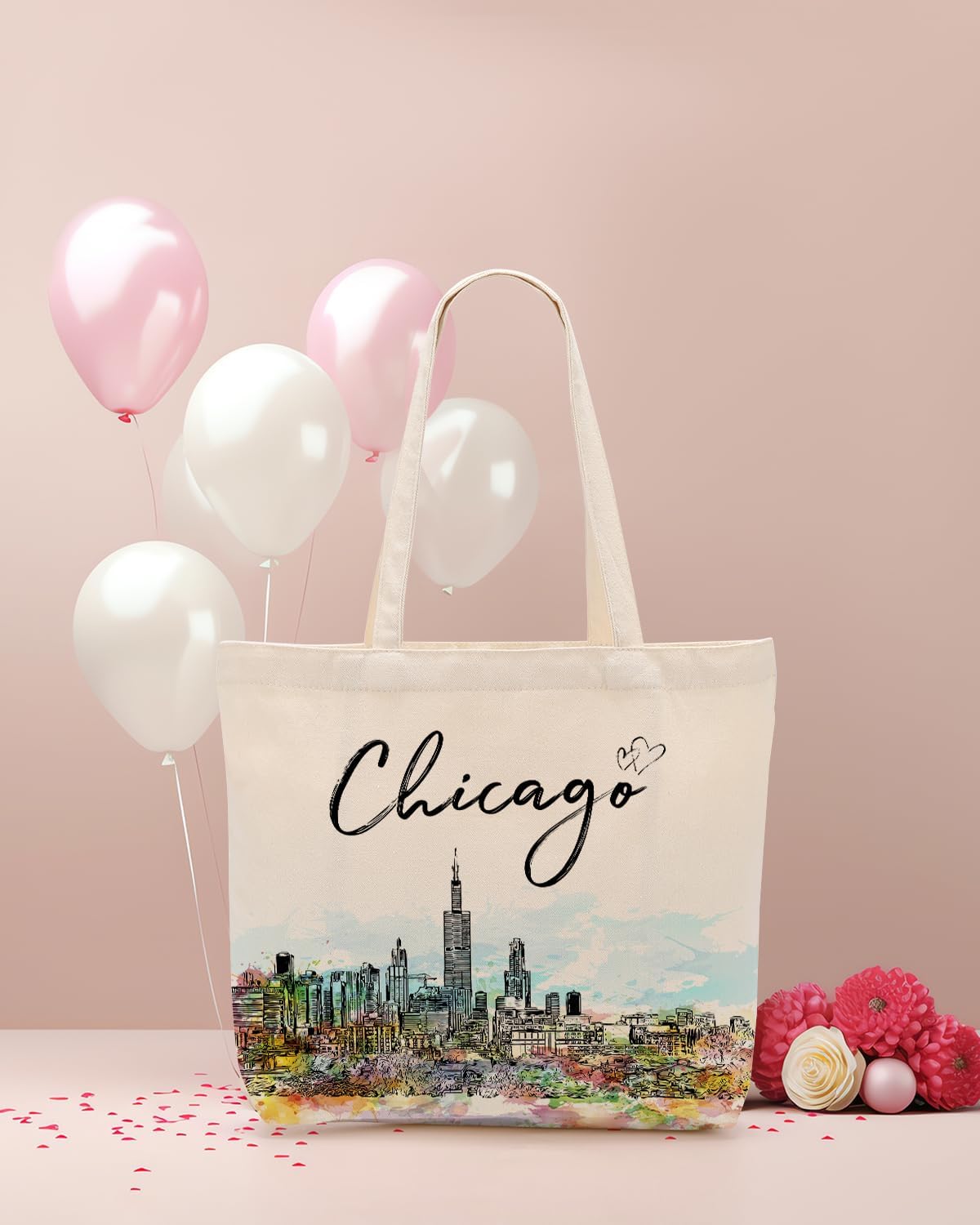 Paris Chicago New York Nashville Italy Travel Gifts City Souvenirs Watercolor Canvas Tote Bag for Women Girls