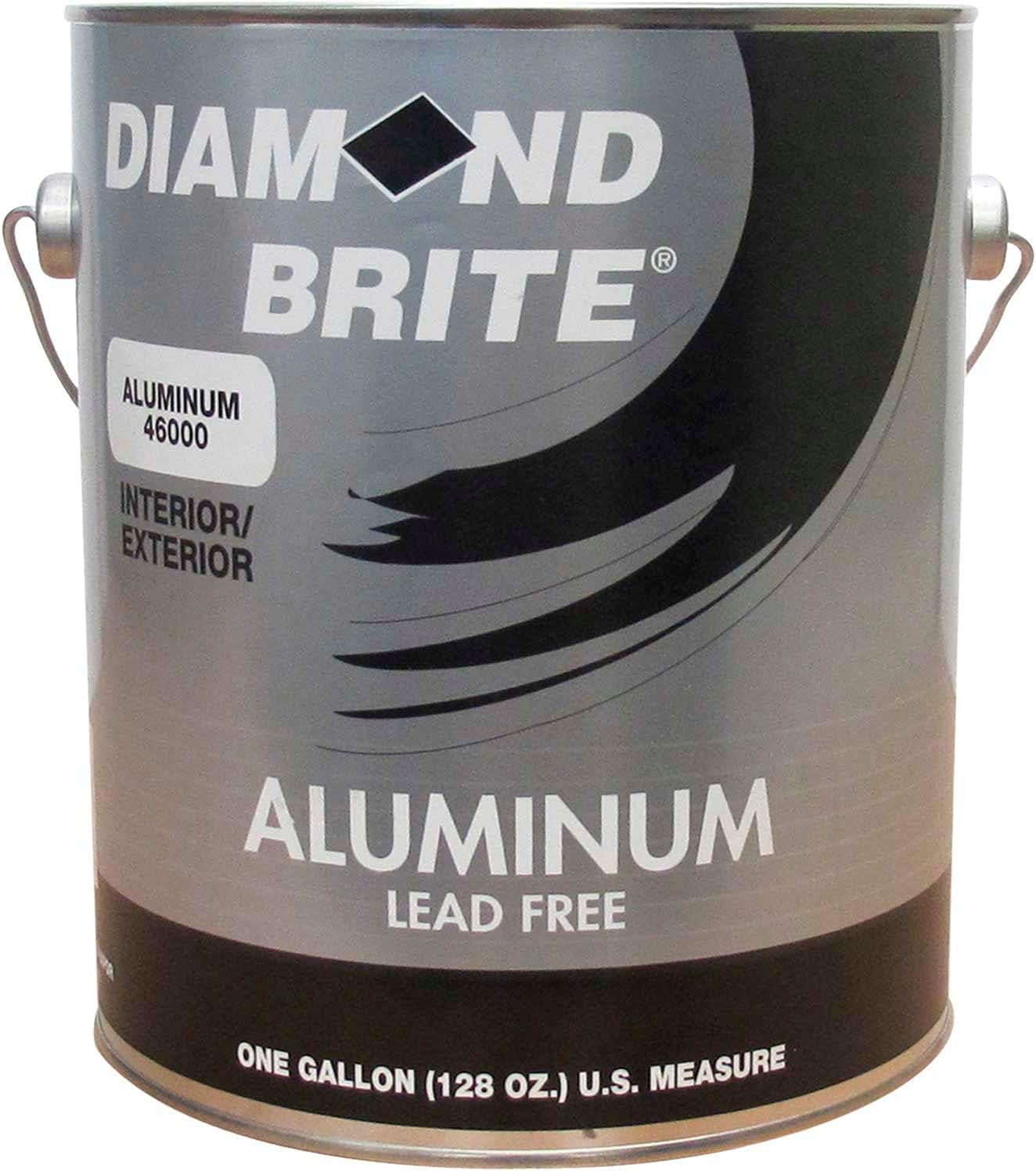 Diamond Brite Aluminum Paint 46000-1, Industrial Oil-Based Enamel Coating, Corrosion & Heat Resistant, Bright Metallic Finish for Metal Surfaces, Aluminum, 1 Gallon (128 fl oz)