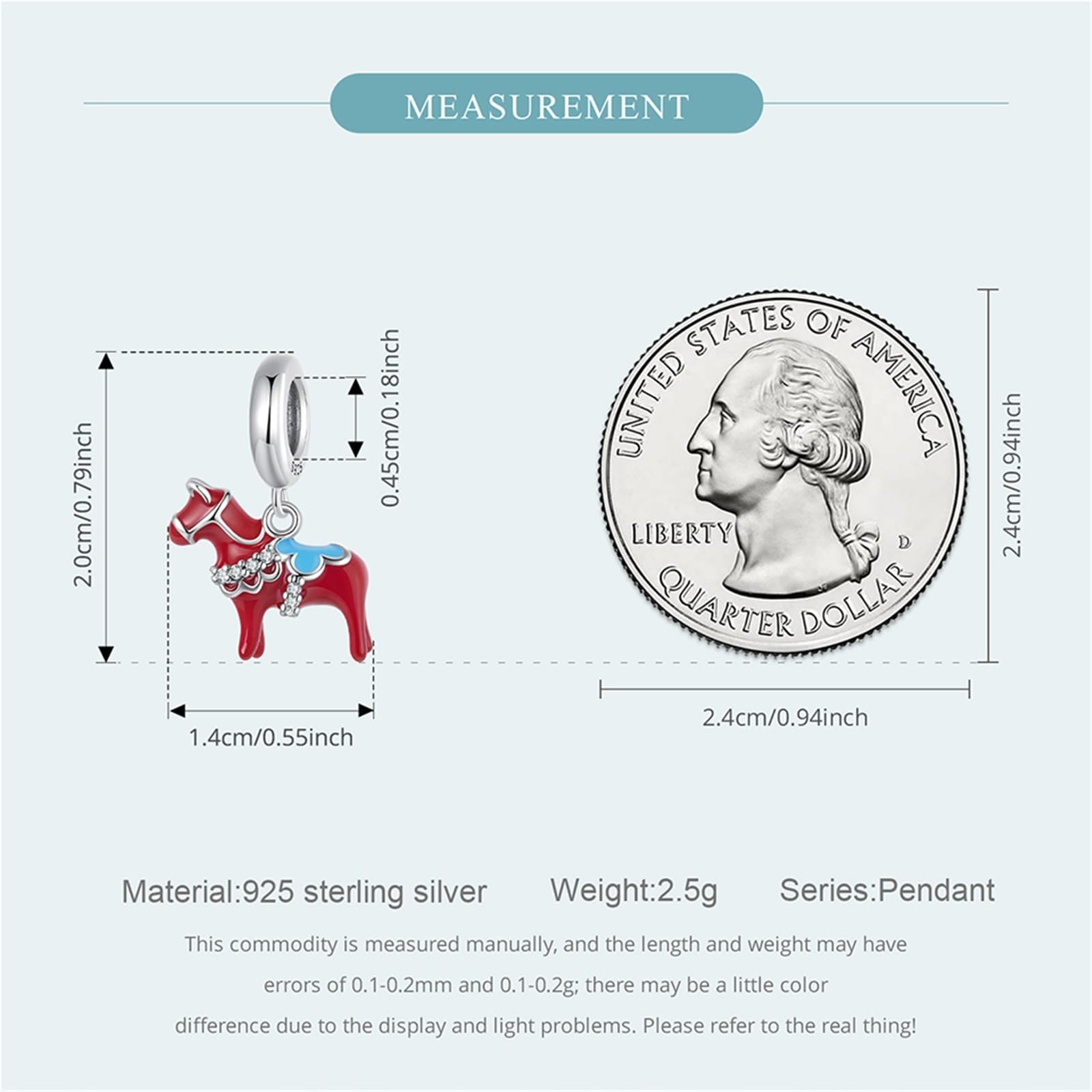 ZUOHUI Dije de caballo Dala sueco de plata esterlina S925 - Cuenta DIY oxidada roja con circonita 3A, compatible con joyas Pandora, Biagi, Troll y Chamilia