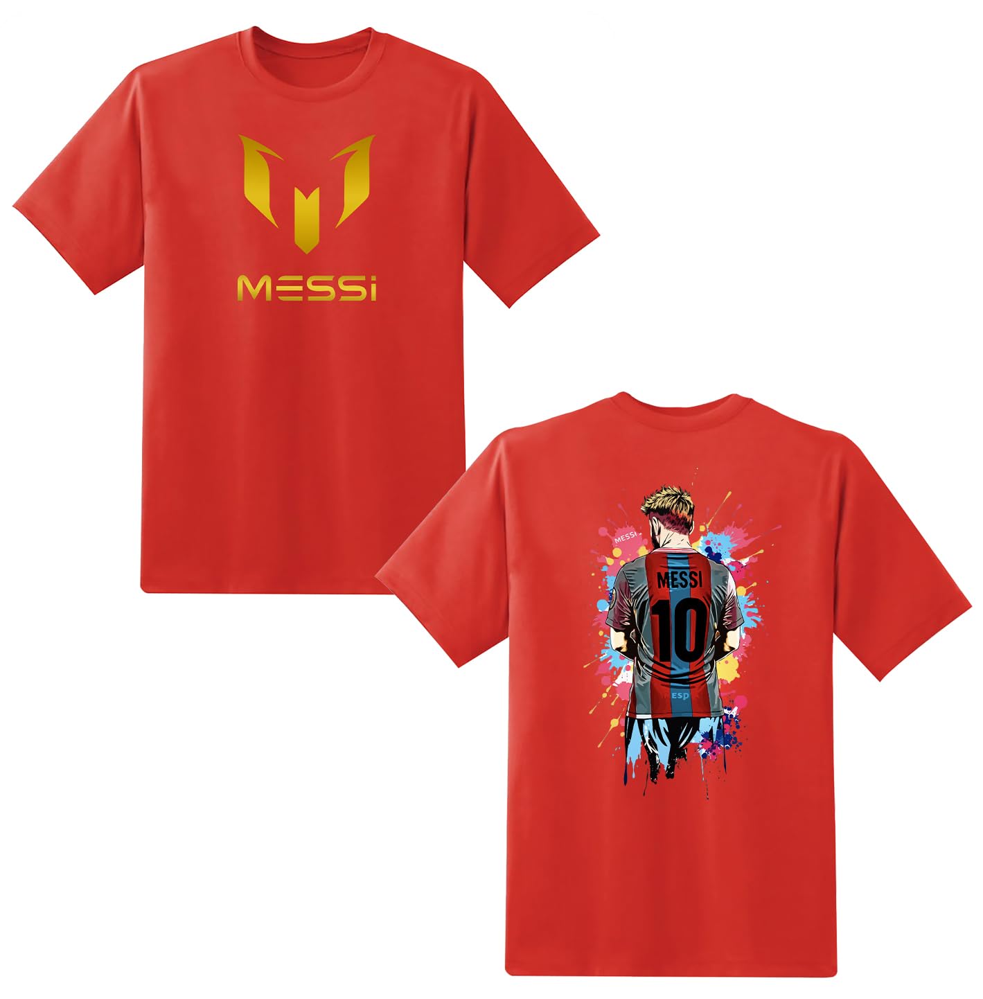 Kids Messi T-Shirt Goat Tees Football Lovers T-Shirt #10 Jersey Argentina Tshirt Age 5-15 Years (UK, Age, 7 Years, 8 Years, Regular, RED)