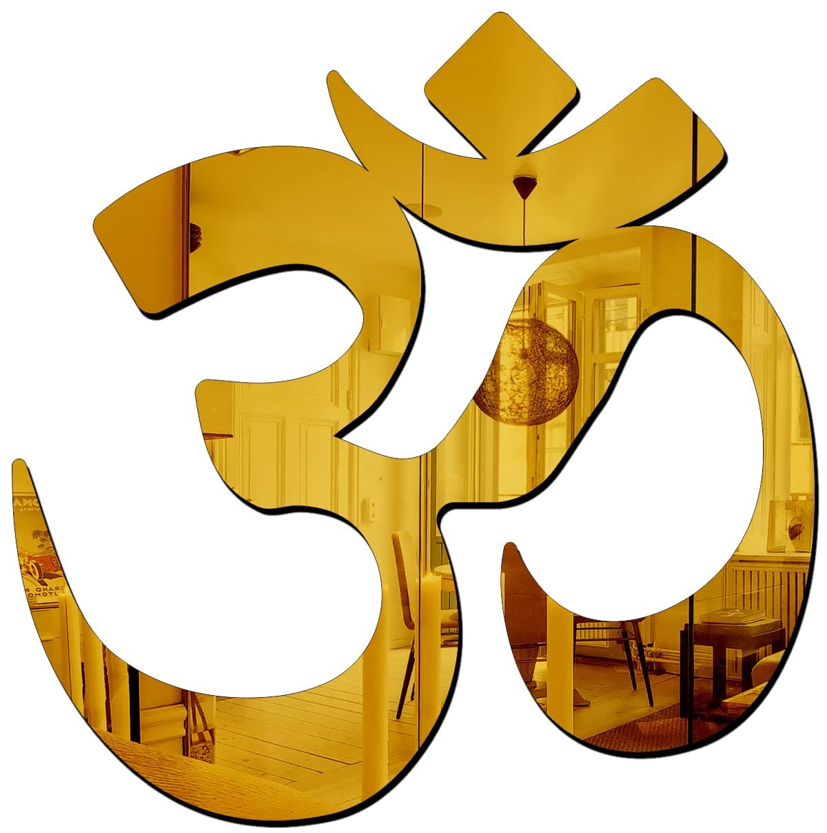 Beautiful Om Self Adhesive Acrylic Mirror Wall Stickers (Gold)-image-1