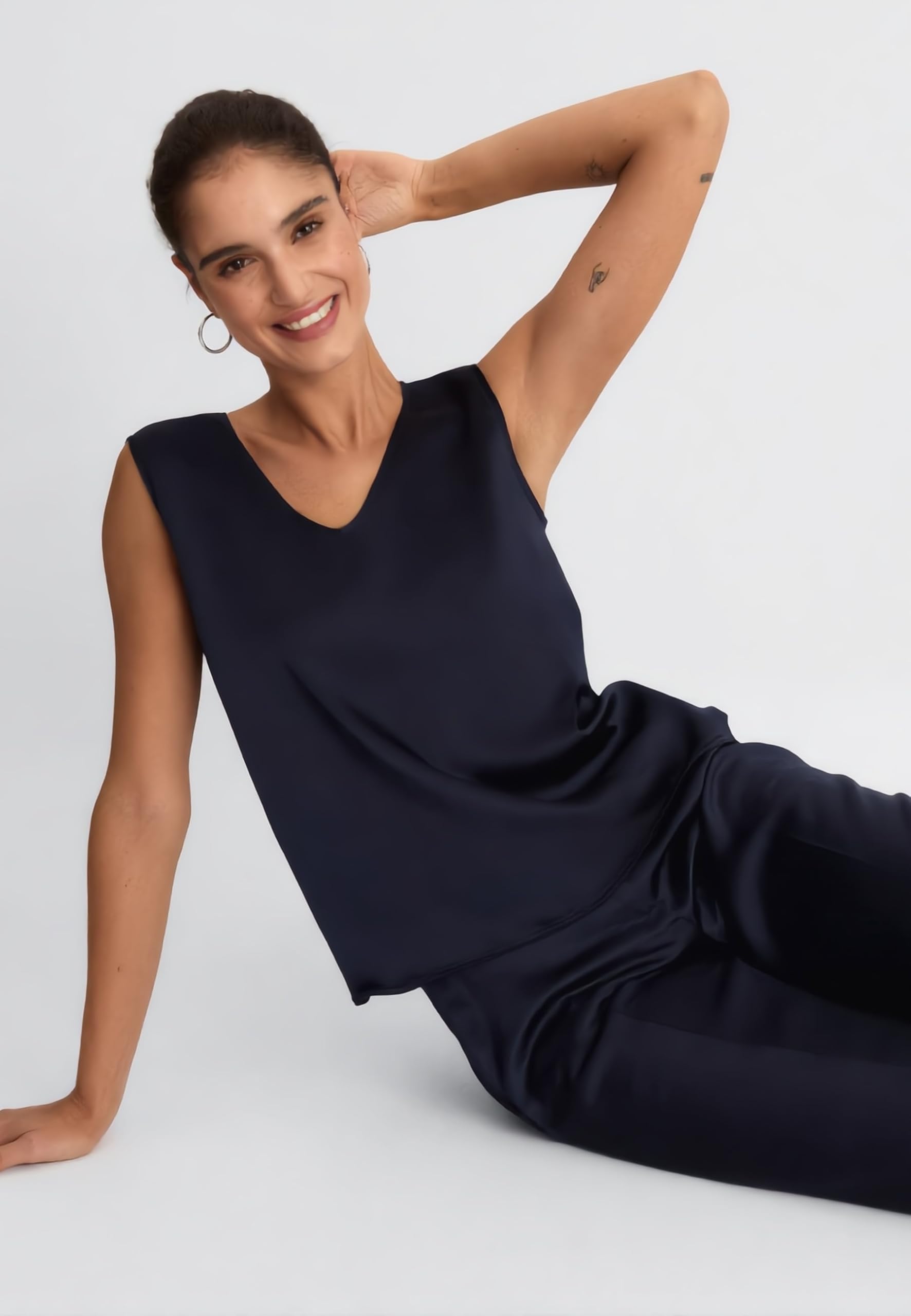 EMME MARELLA Top Donna Giromanica Raso Leggero Cottage