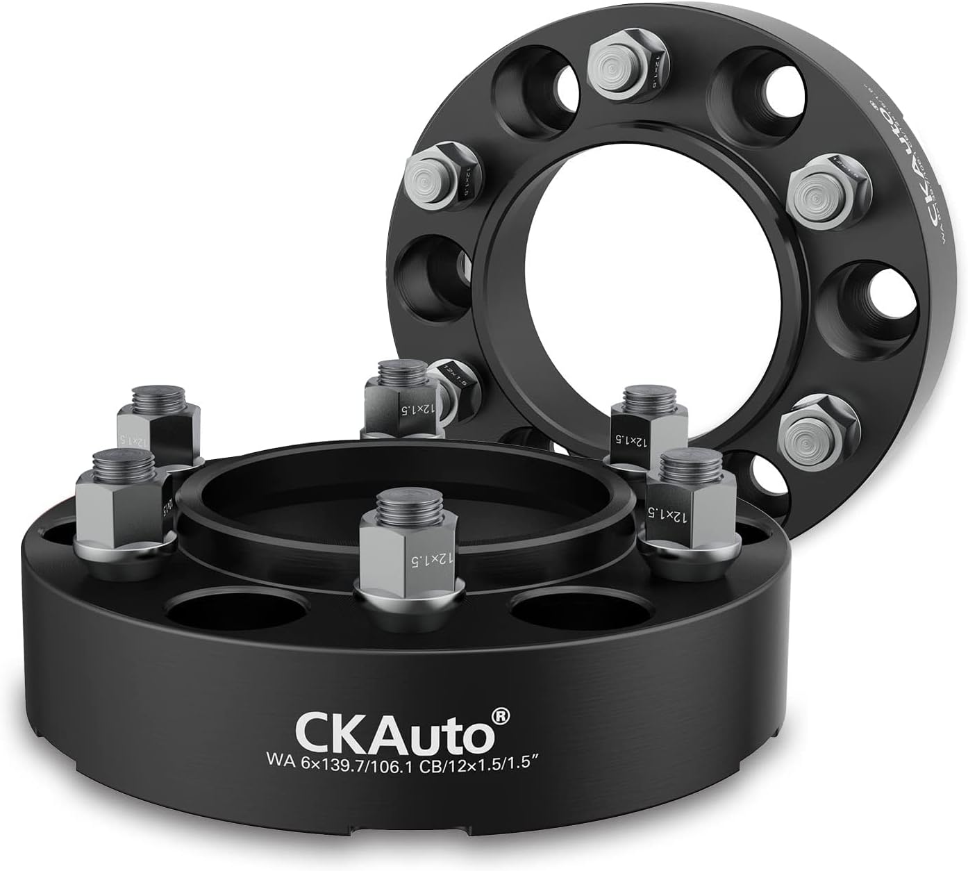 CKAuto 4 Pack 6x5.5 Hub Centric Wheel Spacers, 1.50" 6x139.7mm Wheel Spacers, 106.1mm Center Bore with M12x1.5 Studs