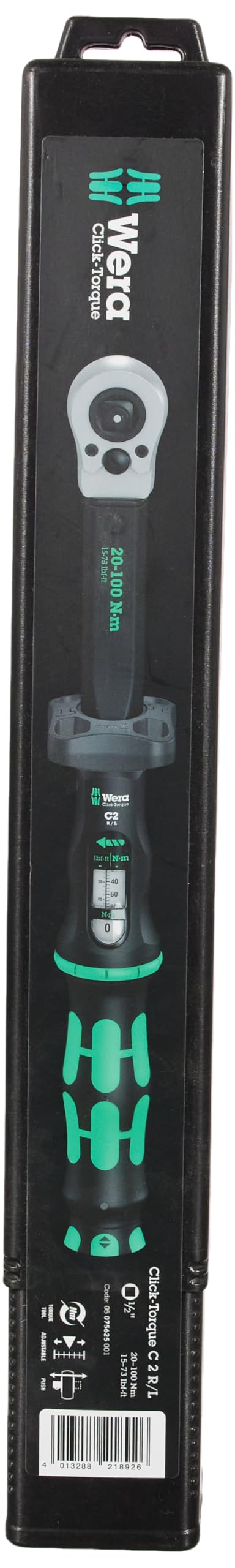 Wera Click-Torque C 2 Push R/L Llave dinamométrica para apriete a derecha e izquierda, 1/2", 20-100 Nm