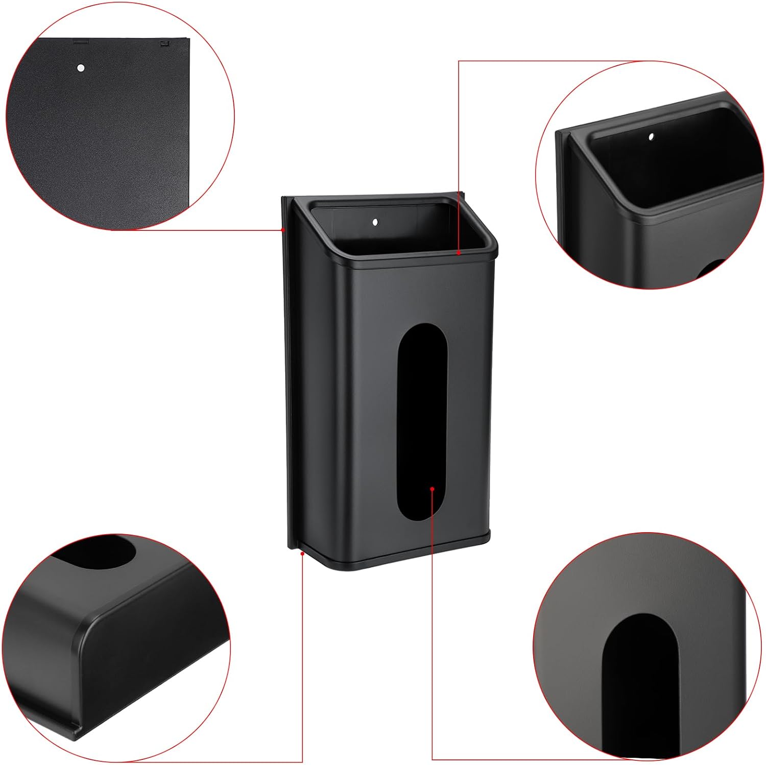 Sumnacon Grocery Bag Dispenser Wall Mount Stainless Steel Bag Dispenser for Plastic Bags Sturdy Grocery Bag Holder with Screws Adhesives Plastic Bag Holder for Kitchen Pantry Cabinet (Black)