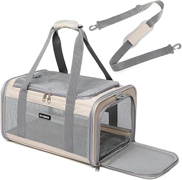 Ioview Airline Approved Pet Carrier for Cats and Small Dogs, Breathable and Collapsible Design, Portable Travel Bag for Beard