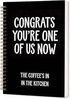 Funny Welcome to the Team Spiral Notebook, Congrats You're One of Us Now New Hire Journal, Hilarious Office Humor Hardcover, 5.5 x 8.3 Inch Gift for Coworker, Employee & Boss