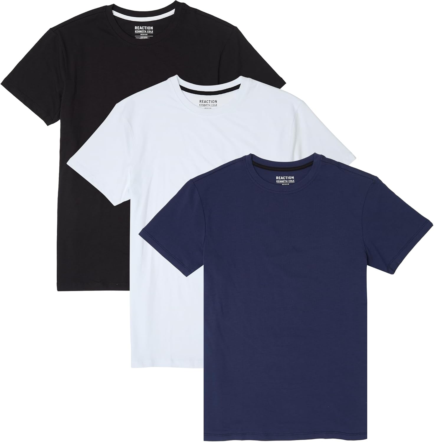 Kenneth Cole REACTION Mens T-Shirt Pack of 3 - UPF 50+ Cotton/Spandex Jersey Slim Fit T Shirts for Men 3-Pack