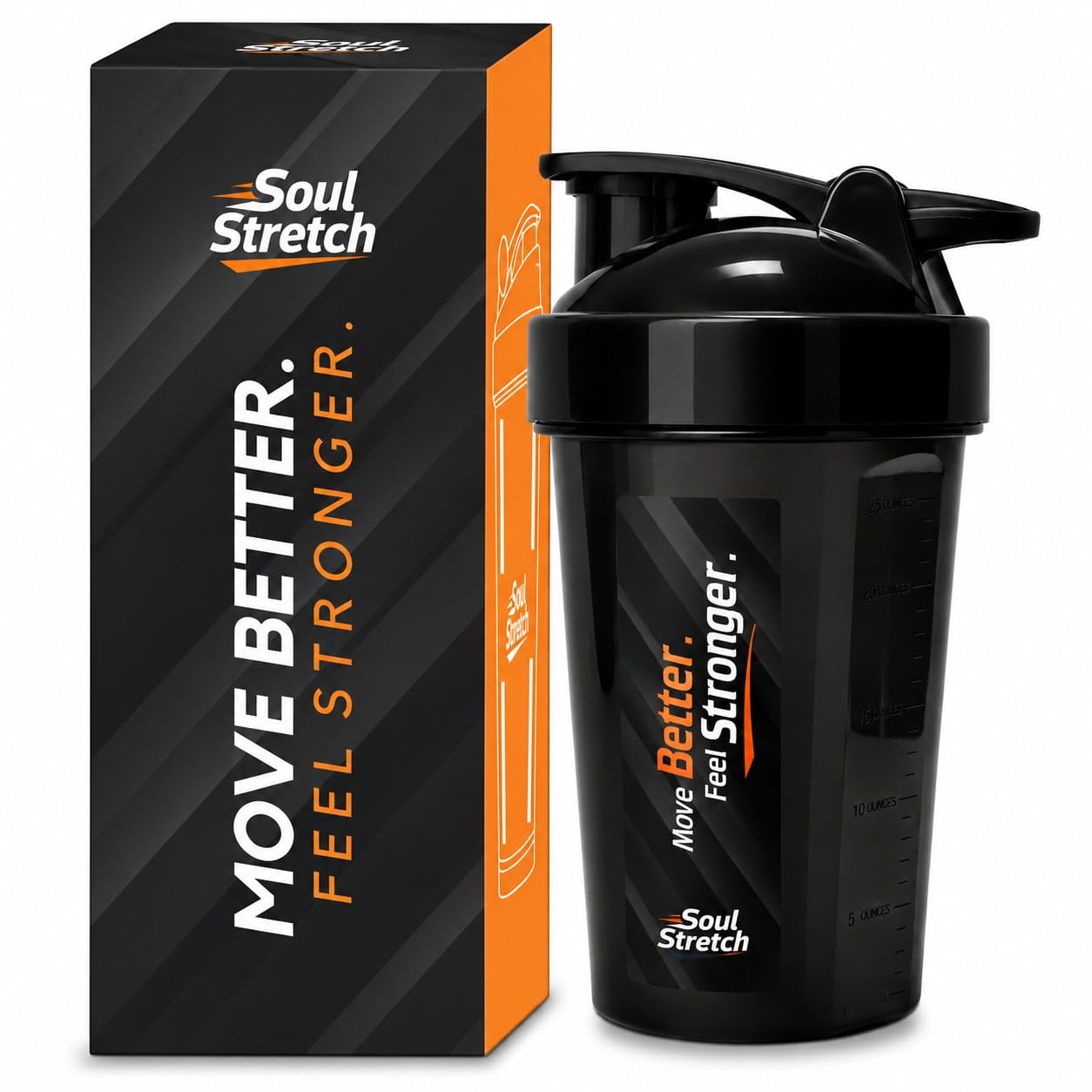 Soul Stretch Protein Shaker Bottle - 500 ml with Flip-Top Lid | Gym Shaker Bottle for Protein Shake | Workout | Fitness & Daily Use for Men & Women (Black)-image-38