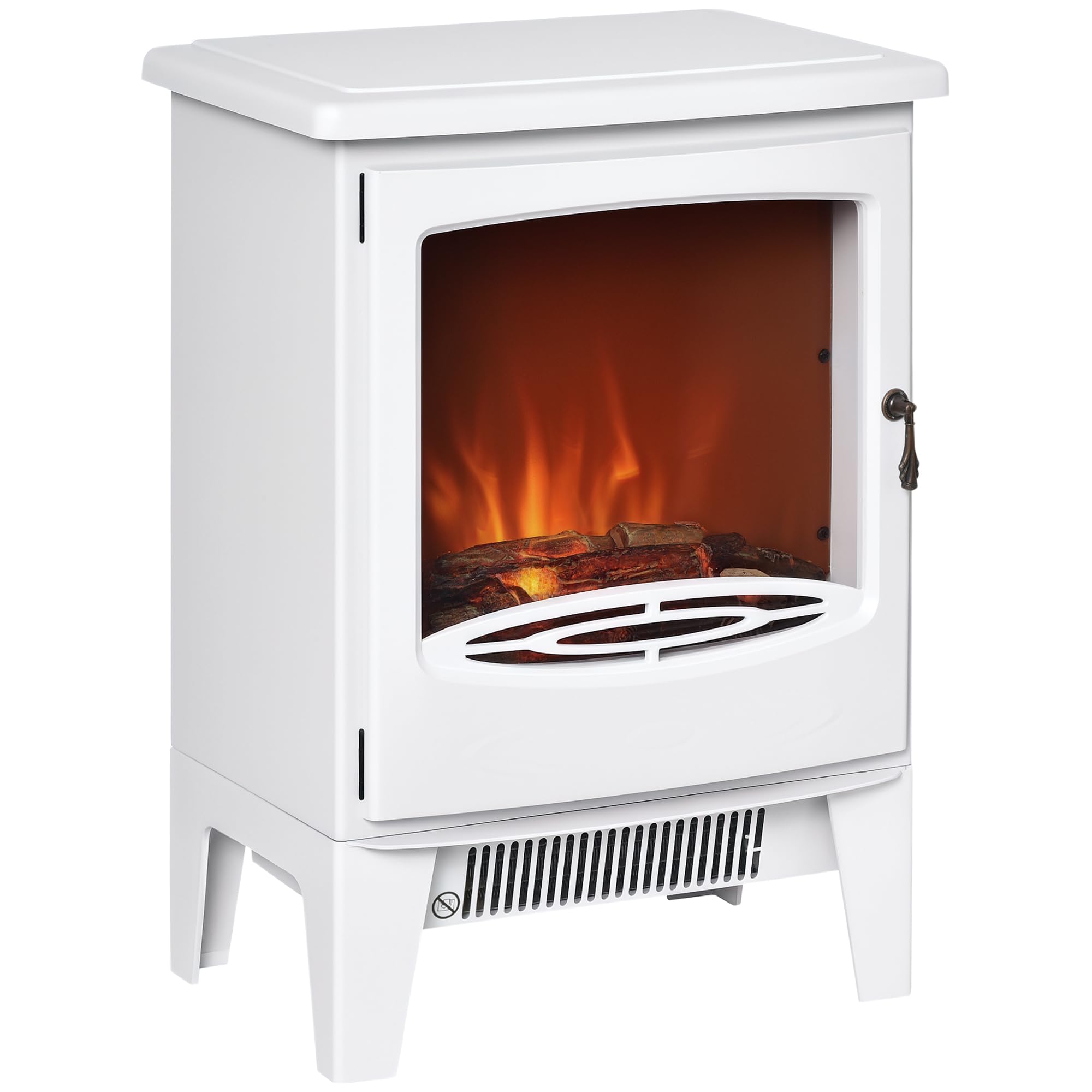 HOMCOM Electric Fireplace Stove with LED Flame Effect 900W/1800W White