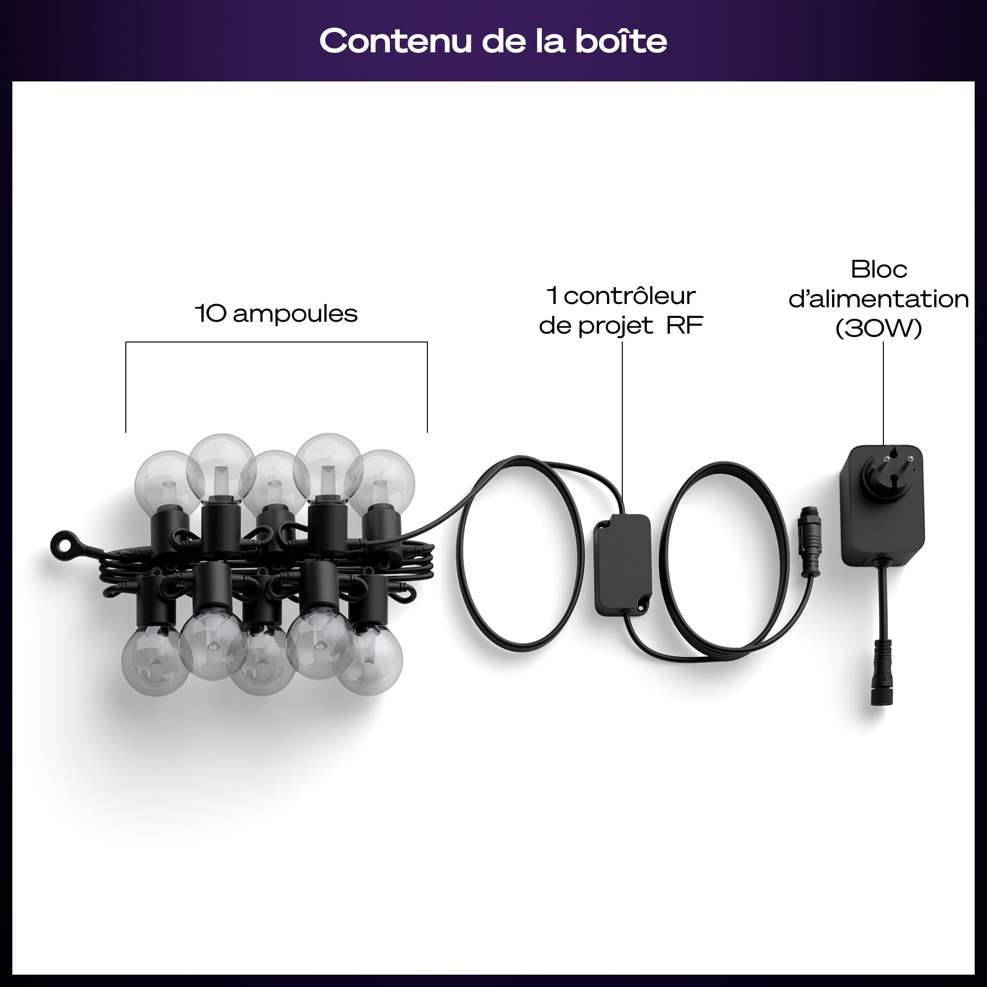 Philips Hue Festavia Globe, Guirlande Lumineuse LED, 10 Ampoules, 7m