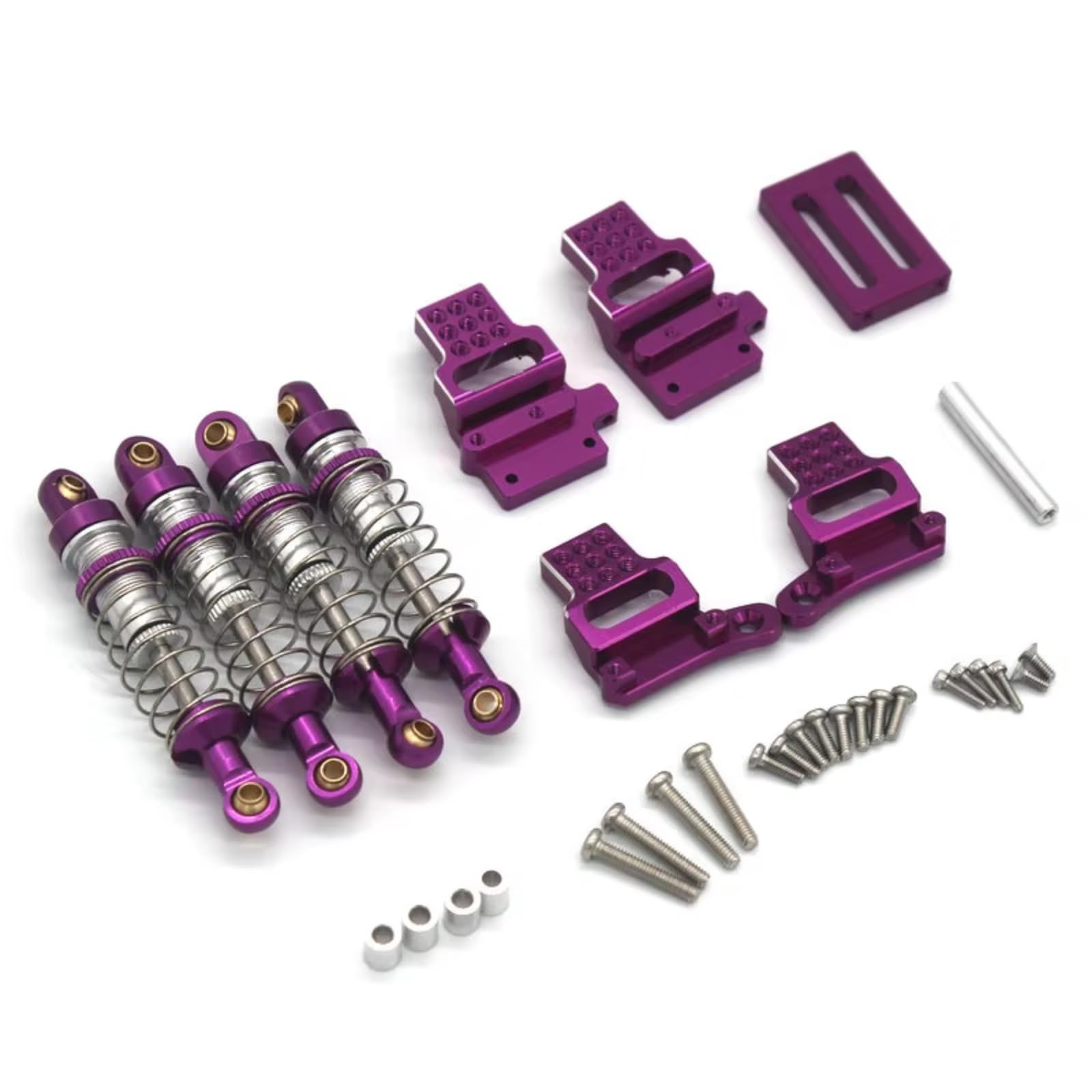 D'Amortisseur Rc Compatible avec JJRC pour TRX4M C8801 C8809 1/18 RC Voiture Amélioration Pièces De Rechange Accessoires Pièces Détachées 4 Pièces Métal Hydraulique Amortisseur(Purple)