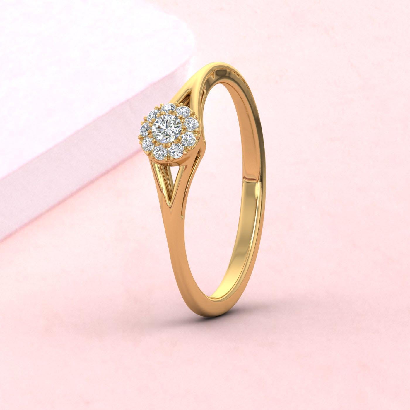 0.09 Carat Prong Set Diamond Engagement Ring in 14K Solid Gold - IGI Certified (I1-I2 Clarity)