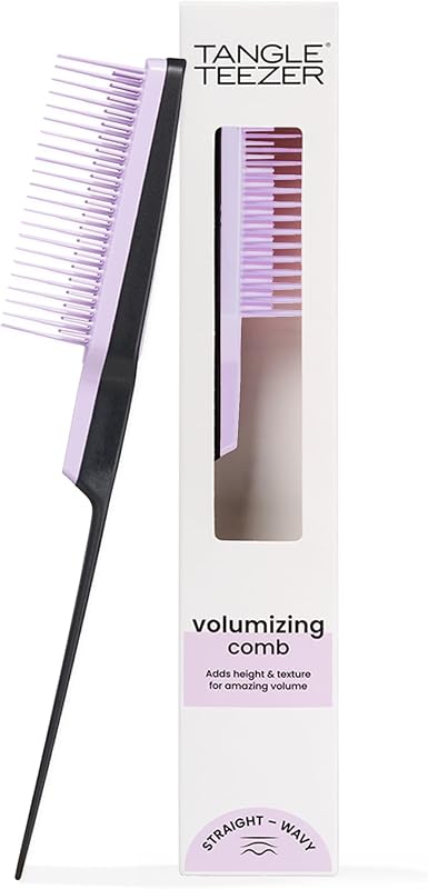 Ultimate Volumizer Teasing Comb for All Hair, Lilac & Black | Two-tier teeth create instant lift, texture, and long-lasting volume with gentle teasing, for all hair types