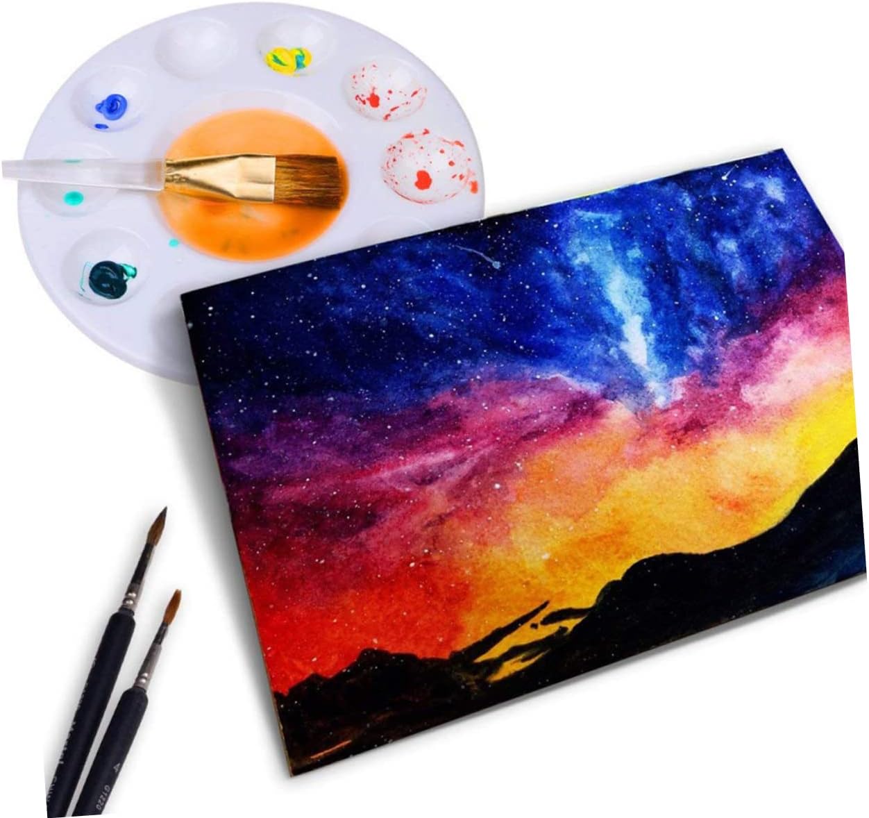 28-Piece Plastic Watercolor Palette Set for Kids and Artists White Paint Tray for DIY Crafts Art Projects and Painting Parties