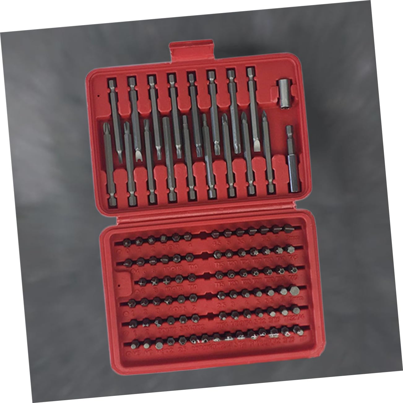 Homoyoyo Ensemble D'embouts de Tournevis en Métal Rouge Manche et Tige de Connexion 98pcs Boîte Moulée Haute Dureté pour Réparation Facile à Domicile