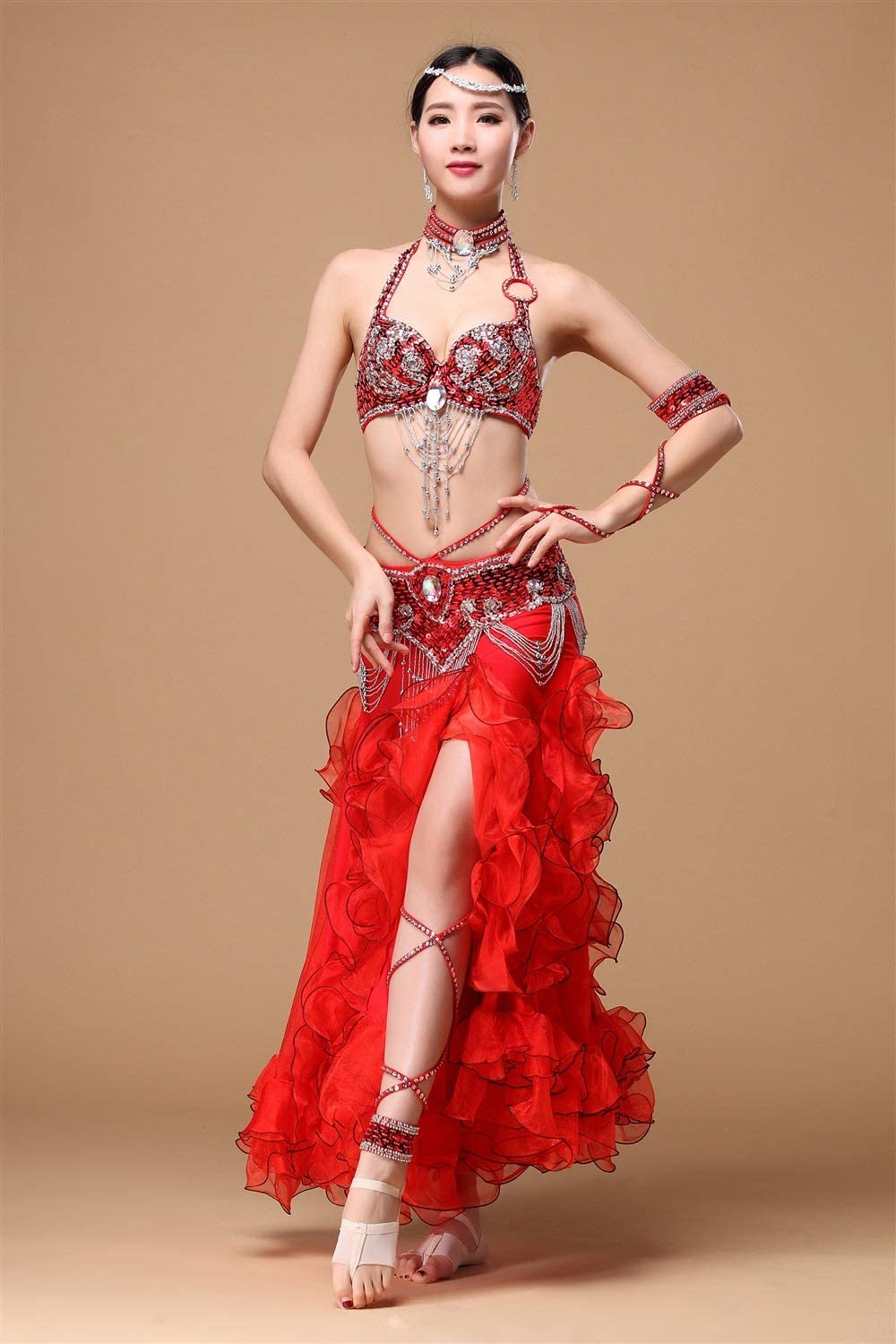 ベリーダンス衣装ハンドメイド赤