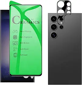Kit Película Cerâmica Nanogel para Galaxy S23 Ultra, Proteção Total da Tela, com Película de Lente Câmera, Vidro Temperado 9H