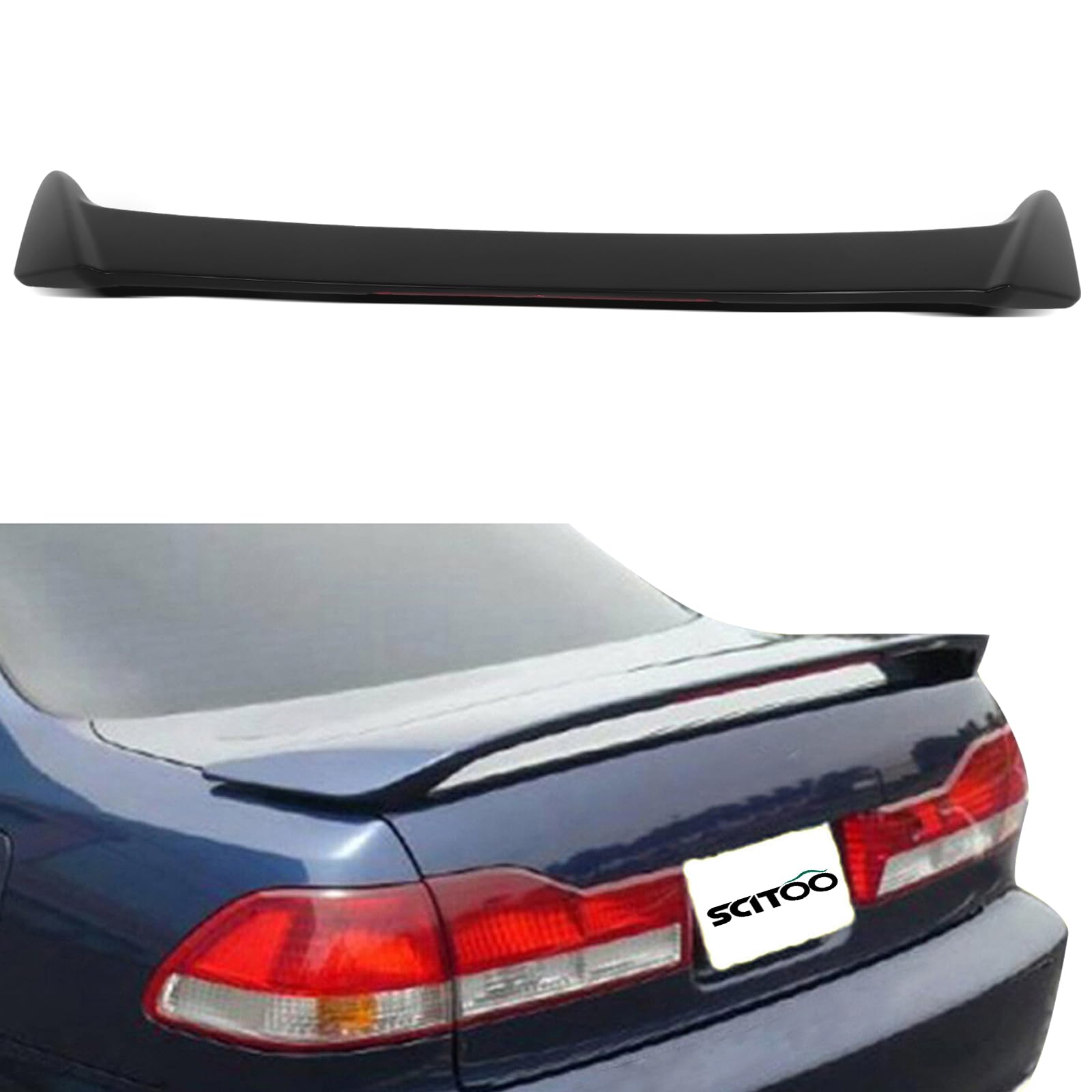 SCITOO Matte Black Rear Trunk Spoiler Wing with 3rd Brake Light Global Recycled Standard Global Recycled Standard Global Recycled Standard