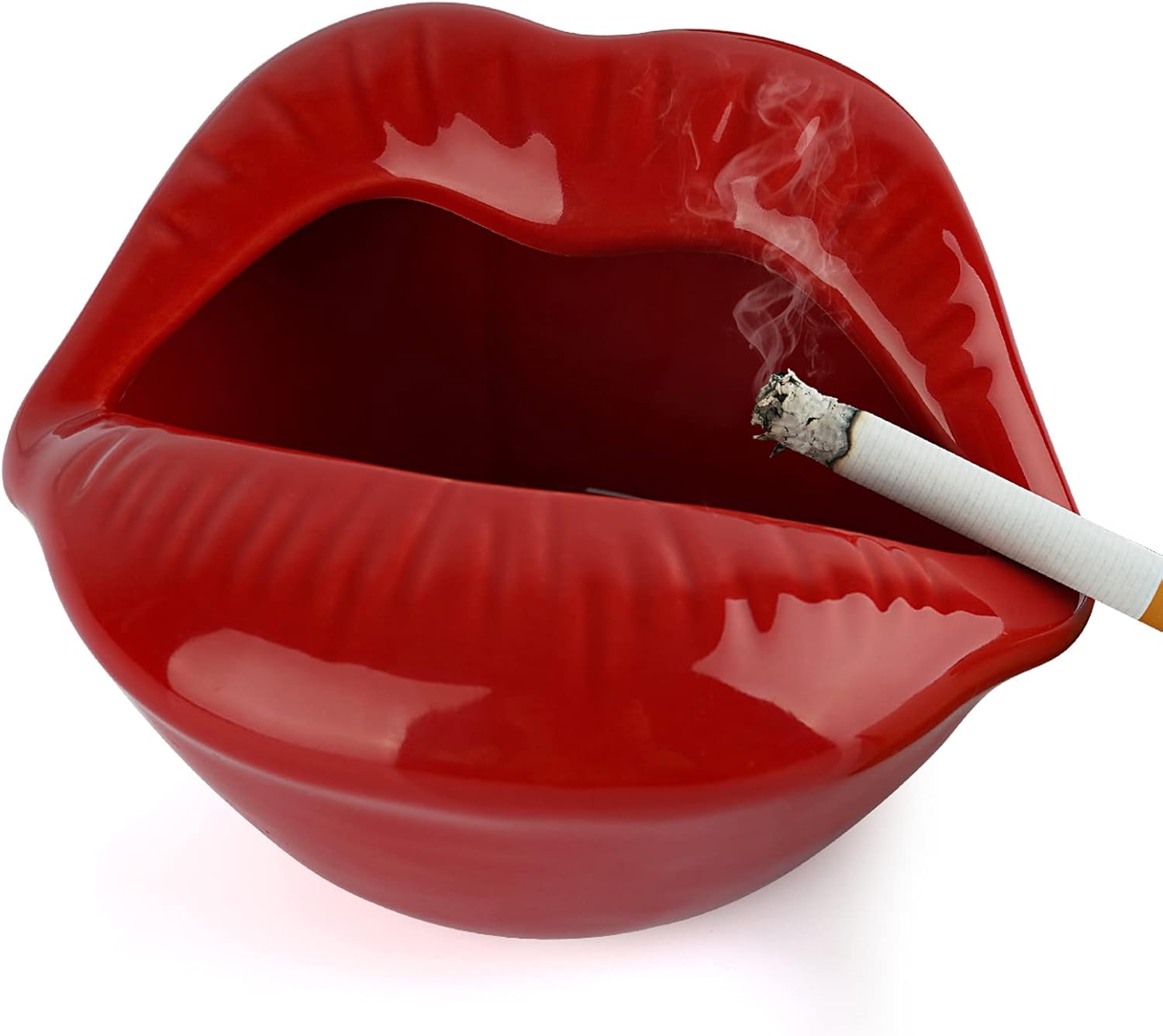 Authentic Crazy Deals Loghot Creative Ceramic Cigarette Ashtrays with Lips Style Fashion Home Decorations (Dark Red)